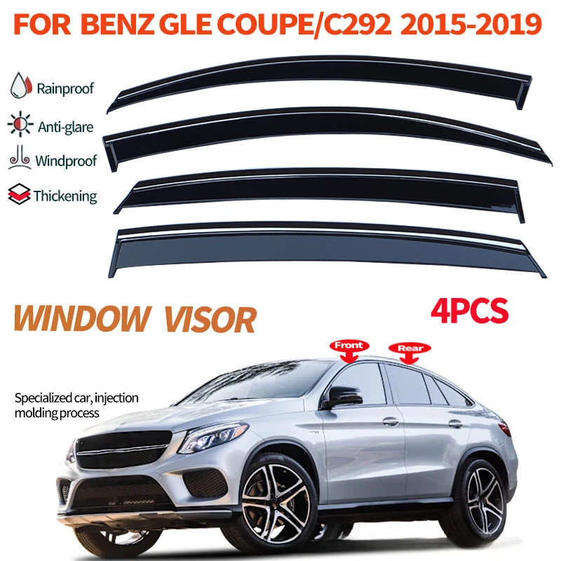 Fit For BENZ GLE COUPE C292 2015-2019 Side Window Deflector Car Rain Shield Window Door Visor Rain Guard Wind Shield