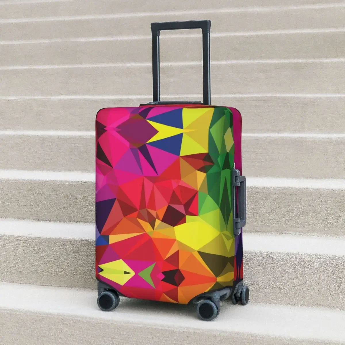 3d Neon Geometric Suitcase Cover Polygonal Mosaic Business Flight Useful Luggage Accesories Protector