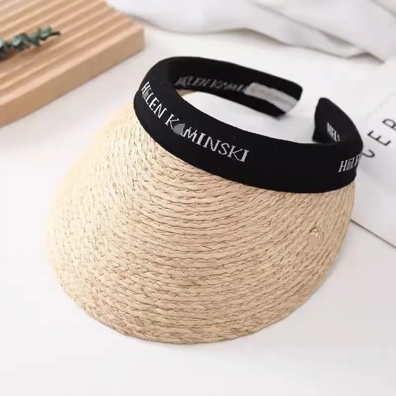 Raffia Panama Straw Empty Top for Women Summer Hat Sun Protection Outdoor Sports Fishing Vacation Beach Chapeau