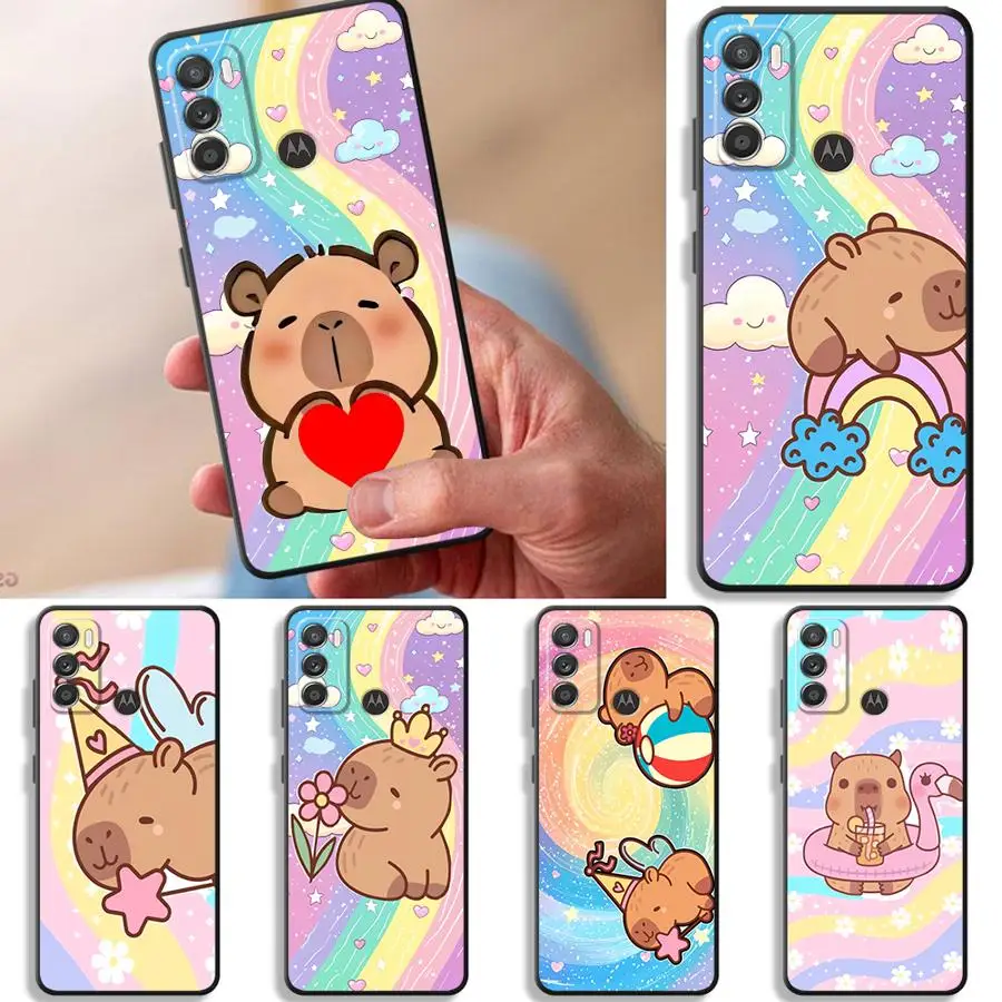 Phone Cover Case for Motorola Moto G50 G53 G30 G71 G60s G51 G73 G32 Edge 20 Pro 30 Lite G52 G22 Edge40 Colorful Capybara (3)