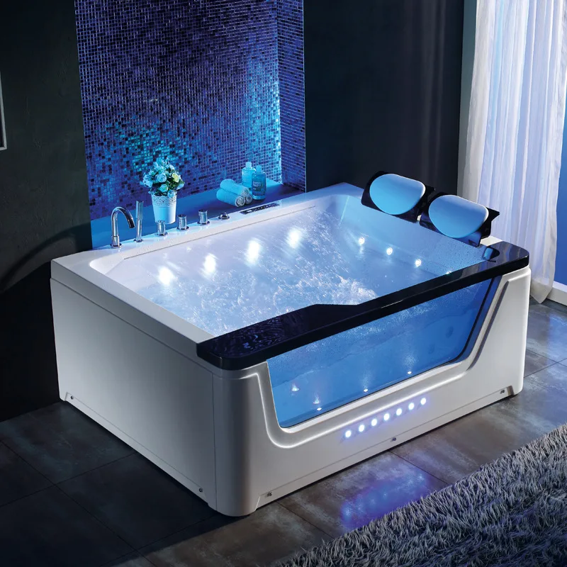 Single 1 2 Persons Indoor Massage Bathtub Best Villa Hotel Project Bath Tub With Big Waterfall