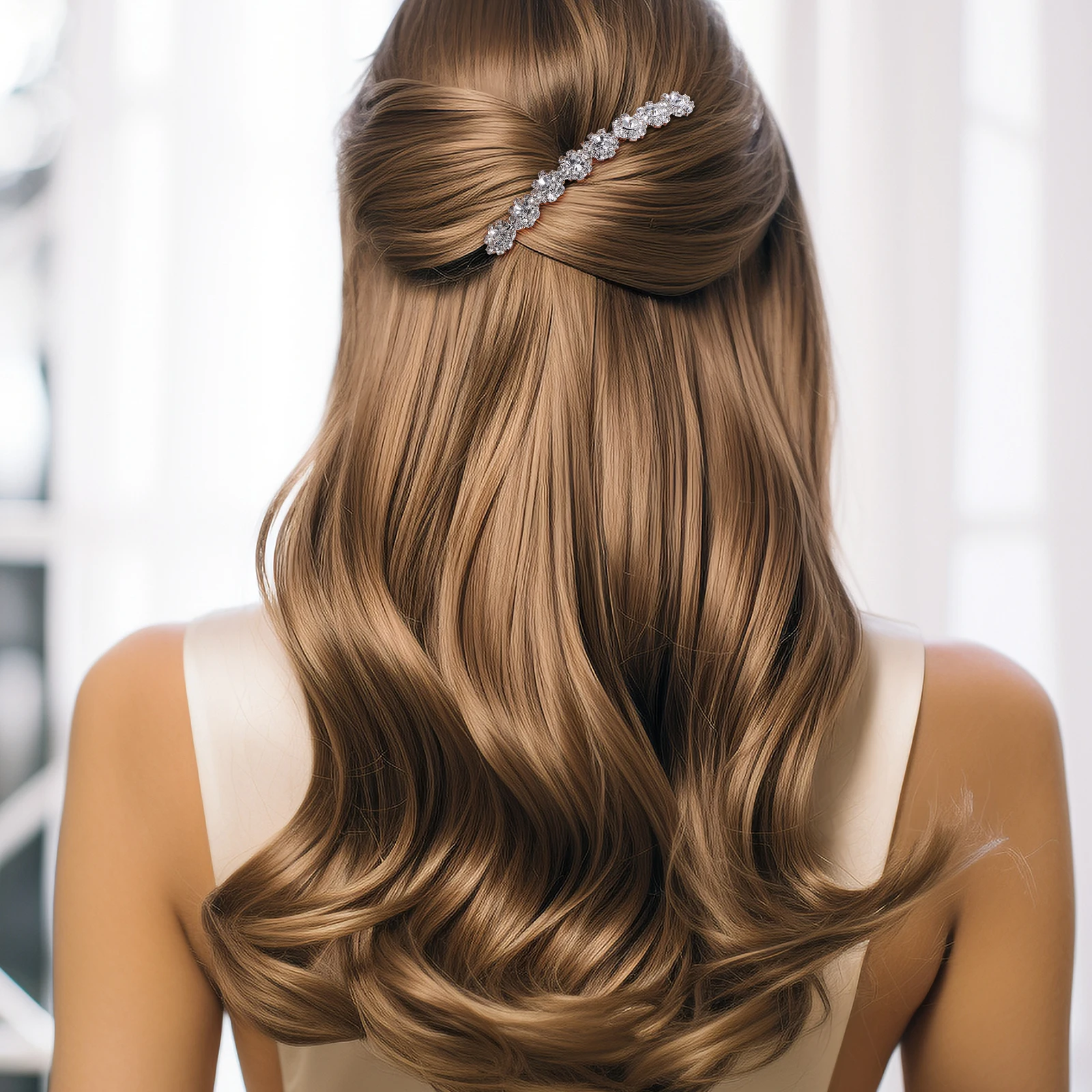 

2Pcs Sunflower Metal Hair Combs Crystal Decorative Side Combs Wedding Bridal Hair Accessories Formal Events Wedding Comb