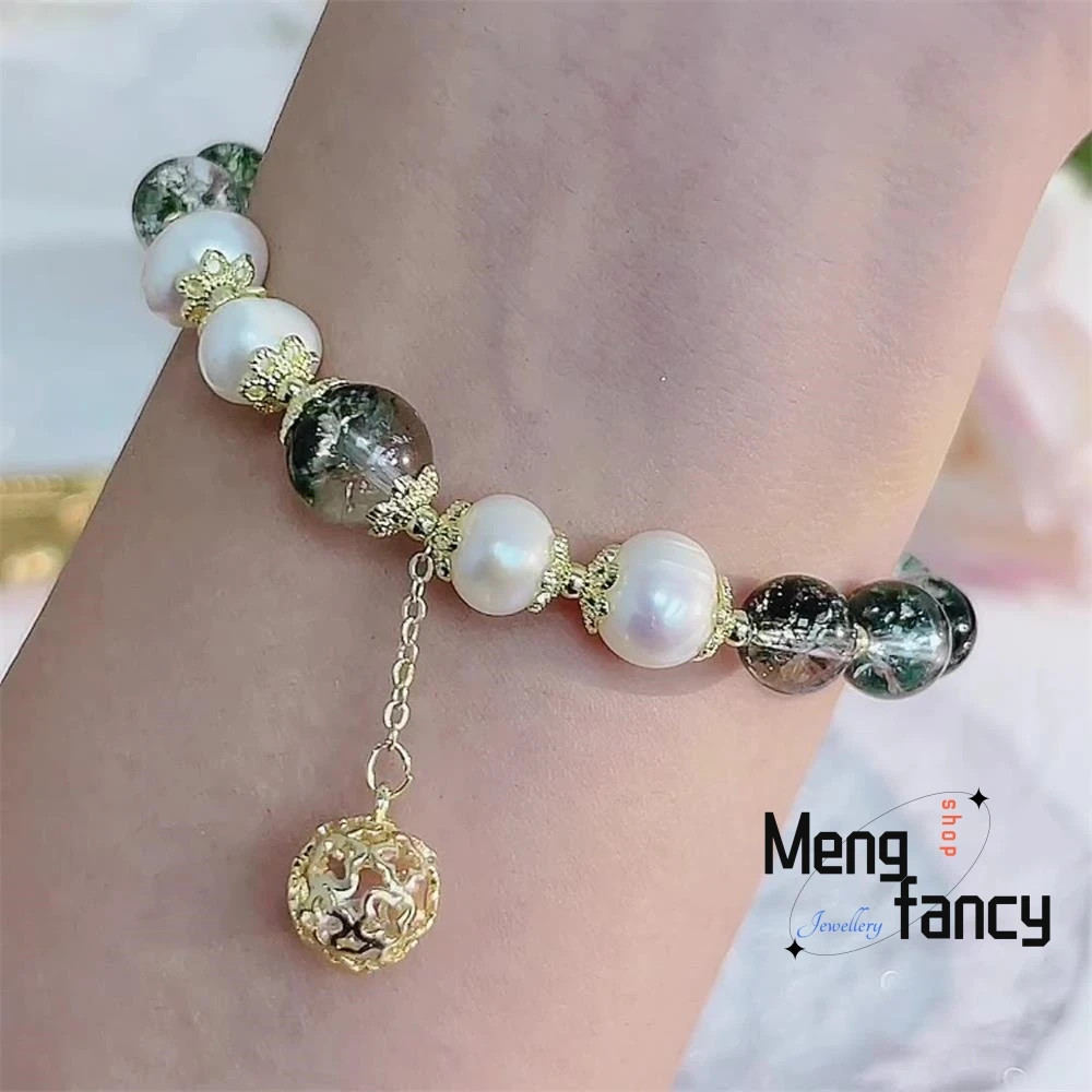 Natural Niche Design Green Ghost Crystal Pendant Strings Simple Elegant High-grade Bracelet Popular Fashion Jewelry Holiday Gift