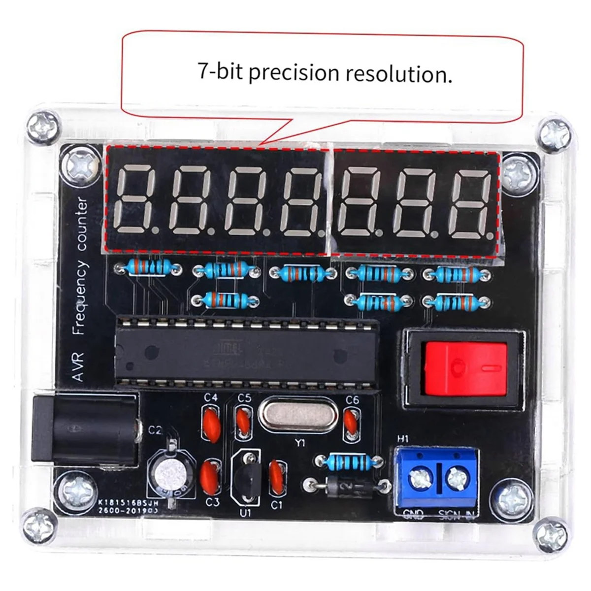 AA91 Frequenzmesser, 10 MHz Frequenzmesser DIY Kit Frequenzzähler AVR Frequenz mit Shell Counter 0,000 001 Hz Auflösung