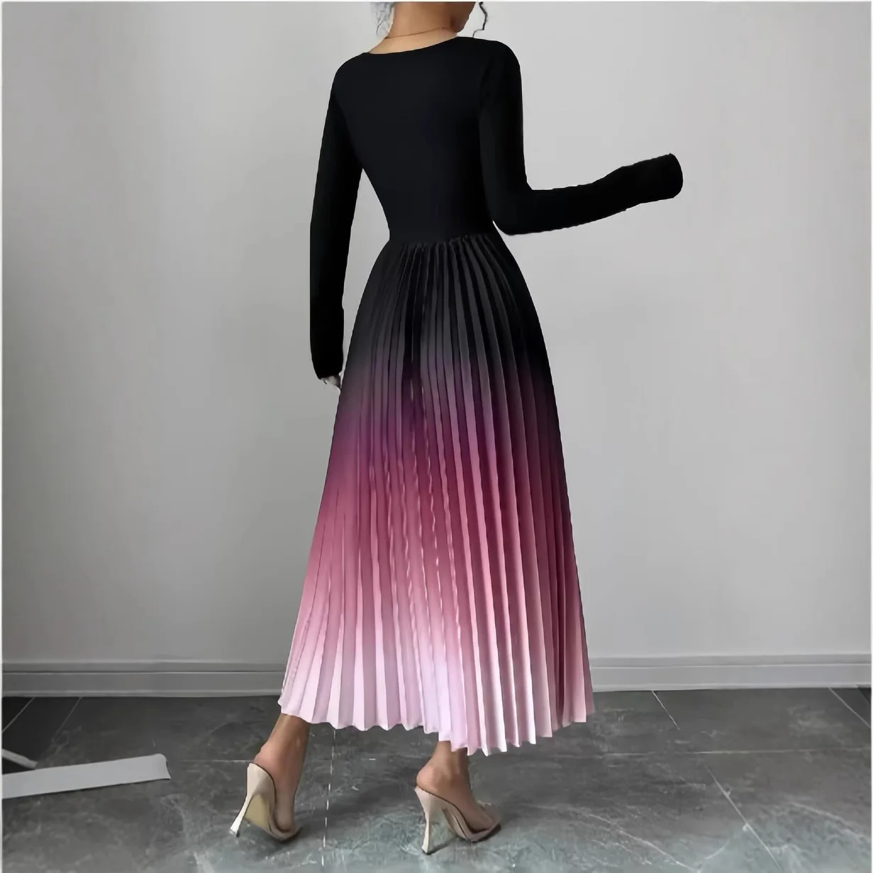 2026 Spring Summer Women Dress Gradient Color Elegant Evening Gown Party Maxi Clothes