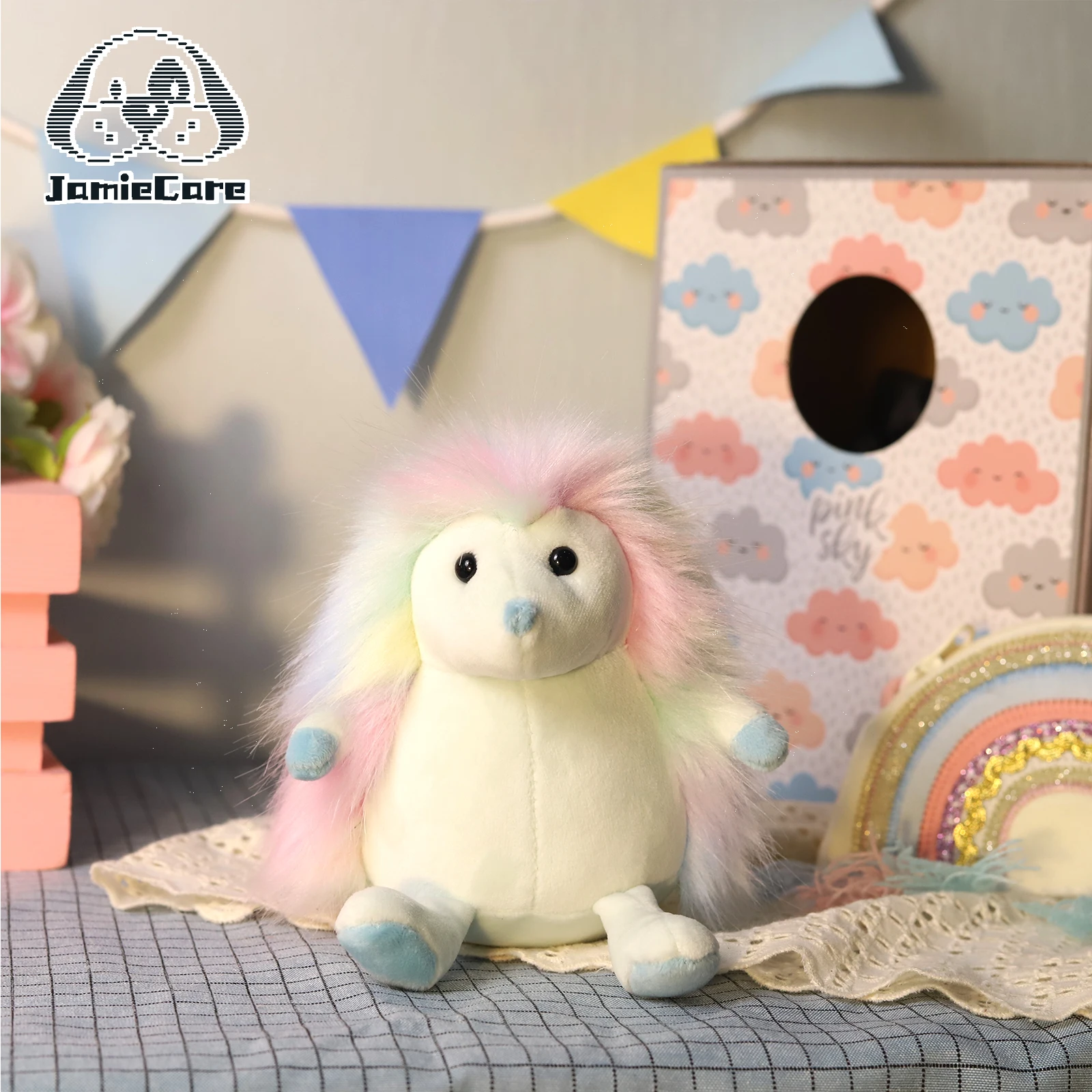 Entzückendes buntes Igel-Plüschtier, Stofftier, schlafender Begleiter, Puppe für Raumdekoration, süßes Geburtstagsgeschenk