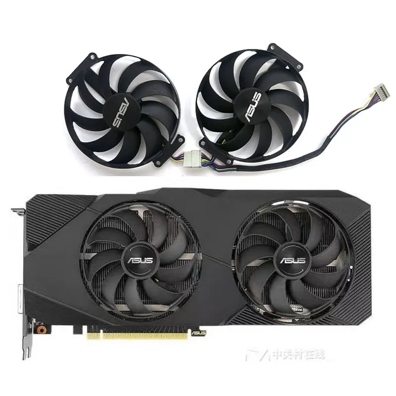 DUAL RTX2070-O8G-EVO placa gráfica ventilador de refrigeração, 2 fãs, novo, original