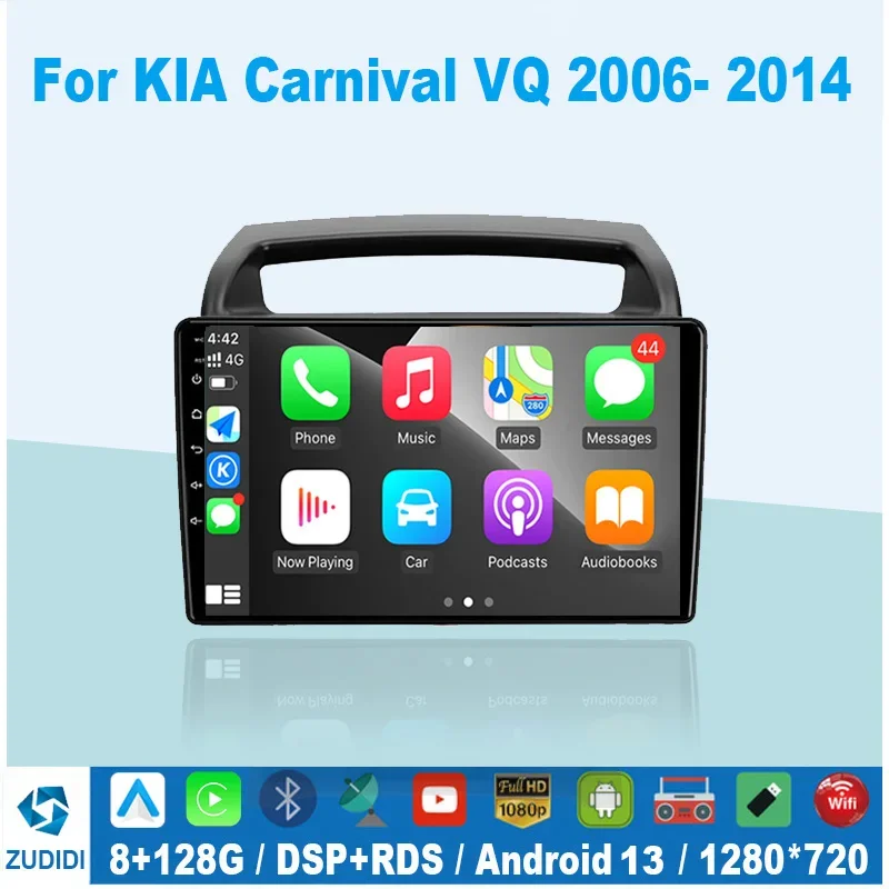 Car Radio For KIA Carnival Android Auto All-in-one VQ 2006- 2014 Multimedia Player Navigation GPS CarPlay Stereo 2din