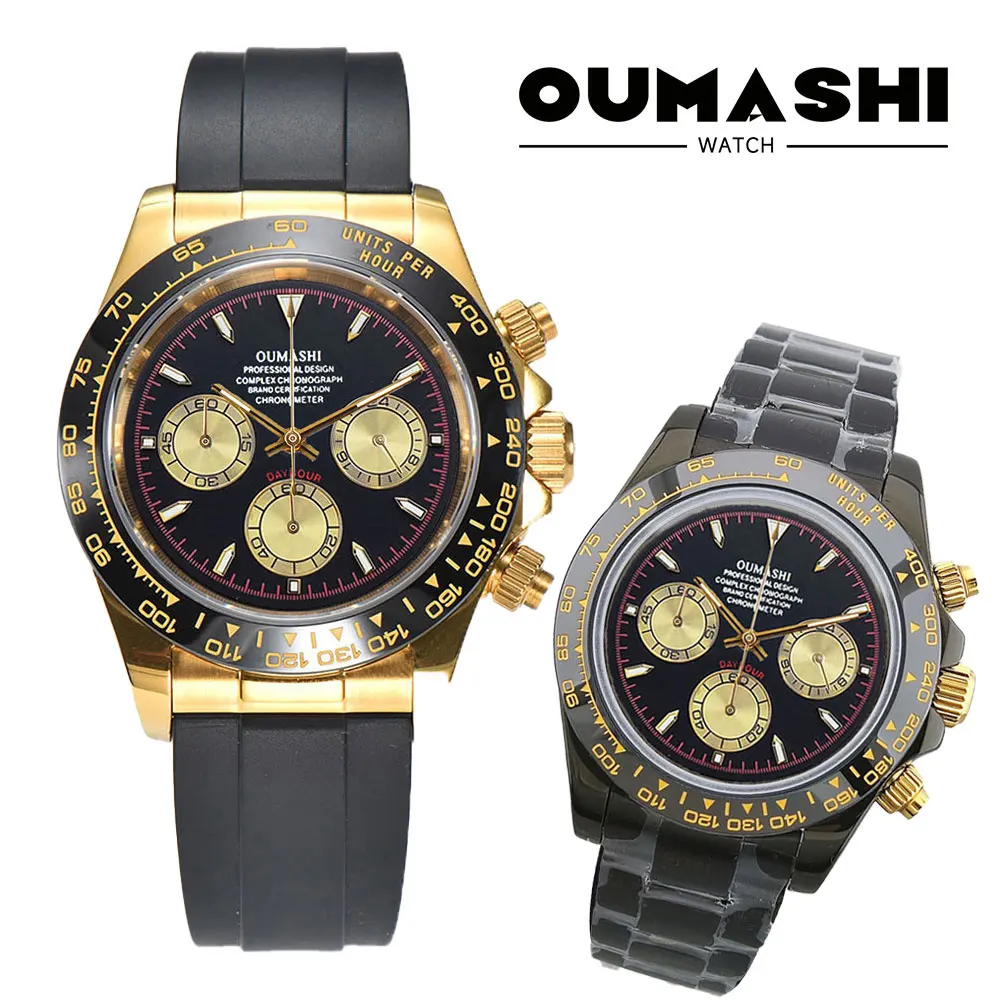 

Роскошные мужские деловые часы 39,3 мм, механизм VK63, сапфировое стекло, керамический безель, мужские часы VK63, водонепроницаемые часы