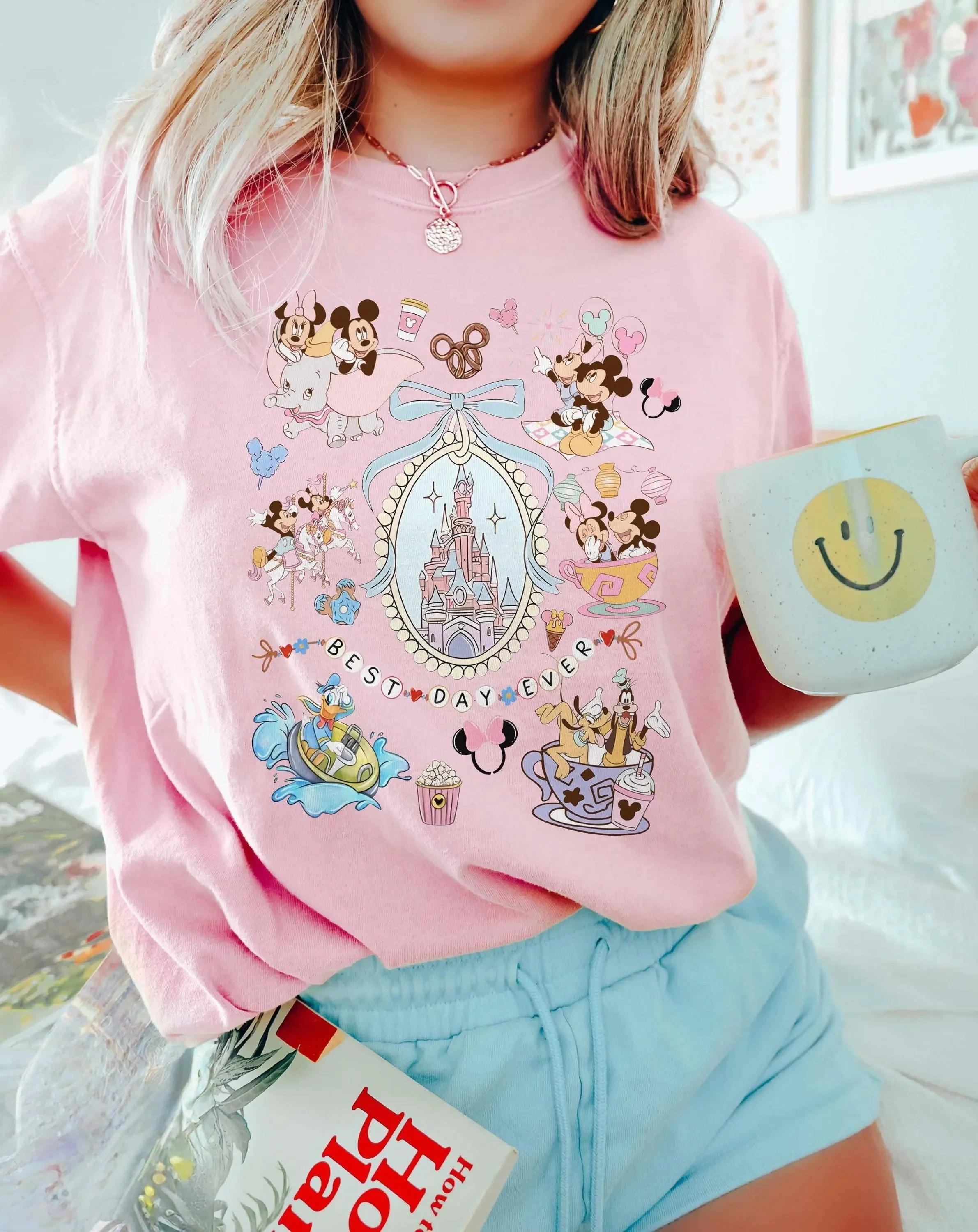 ساحر مرآة سحرية ديزني القلعة قميص ماجيك المملكة فتاة ديسكو فتاة السفر قميص المرأة موضة عادية تنفس تي شيرت