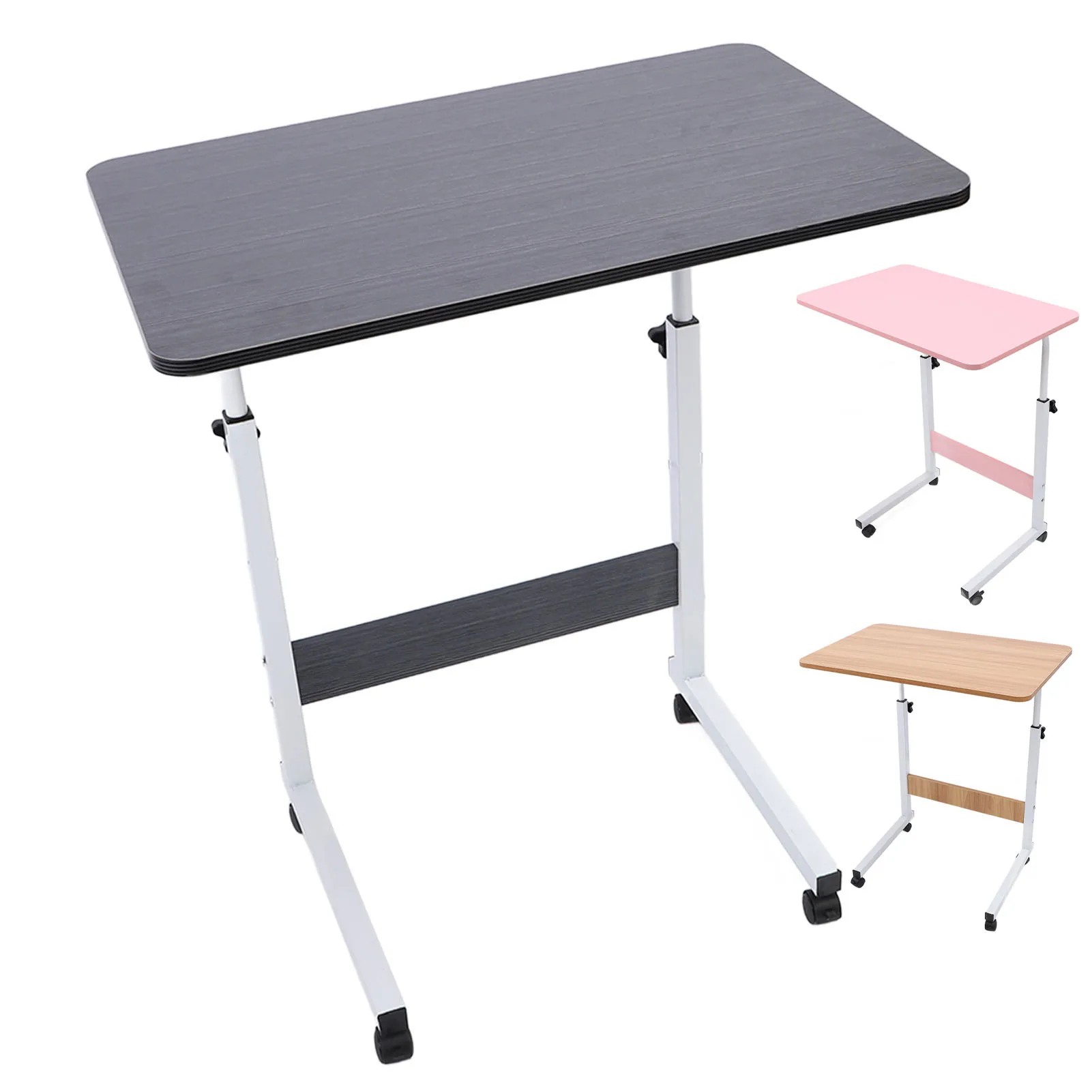 Table d'appoint mobile pour canapé-lit, bureau pour ordinateur portable, chariot avec roulettes, capacité de charge de 30 kg, réglage en hauteur, en bois et fer, pour la maison