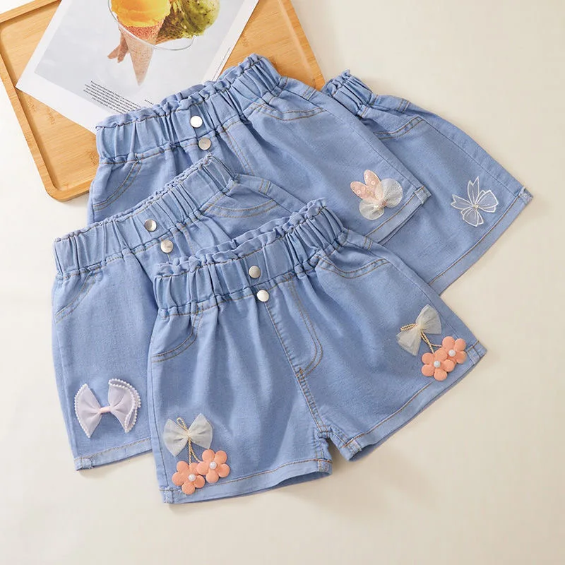 Girls' denim Shorts Summer 2022 New outerwear pants Baby girls' summer thin midsize children's shorts