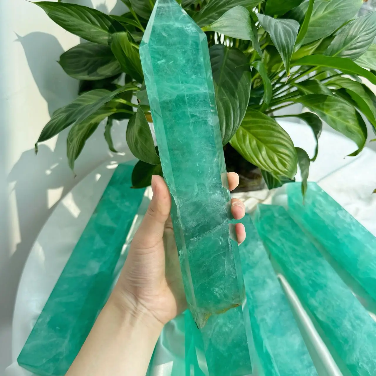 Natural Green Fluorite Crystal Tower, Big Towers, Healing Stone, Home Office, Table Ornaments, Holiday Gifts, 1 Pc