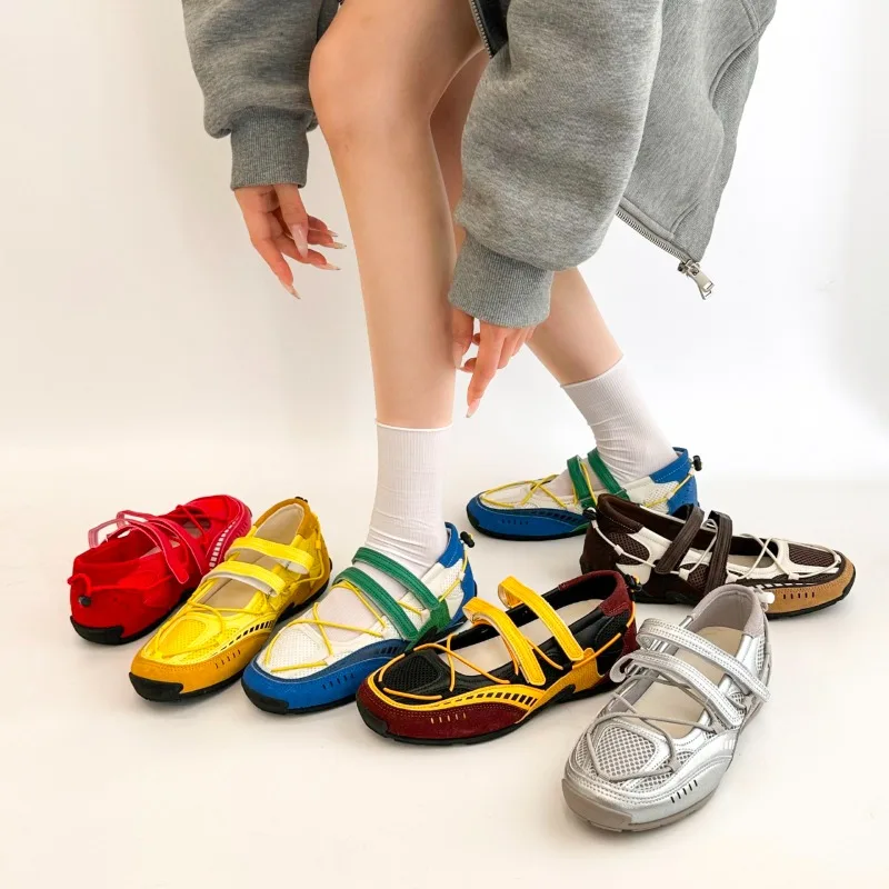 

Mary Jane Sports Shoes 2026 New Fashion Soft Soled Mesh Breathable Casual Women Flat Shoes Outside Comfy Non-slip Single Shoes