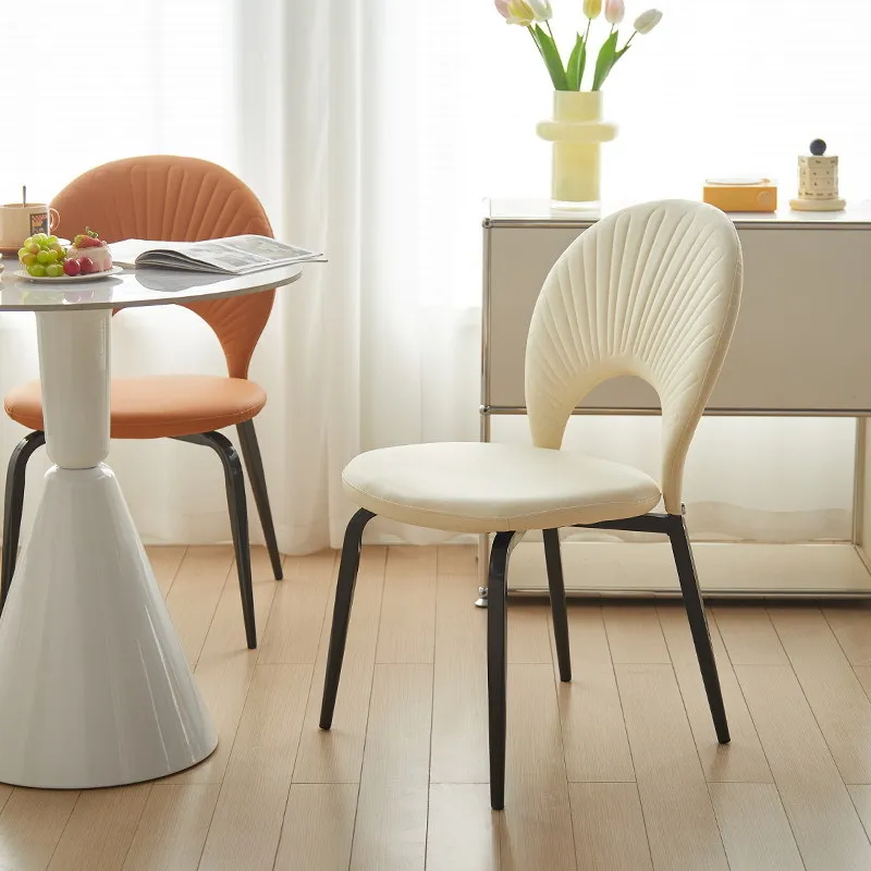 French cream style dining chair light luxury white Internet celebrity shell chair