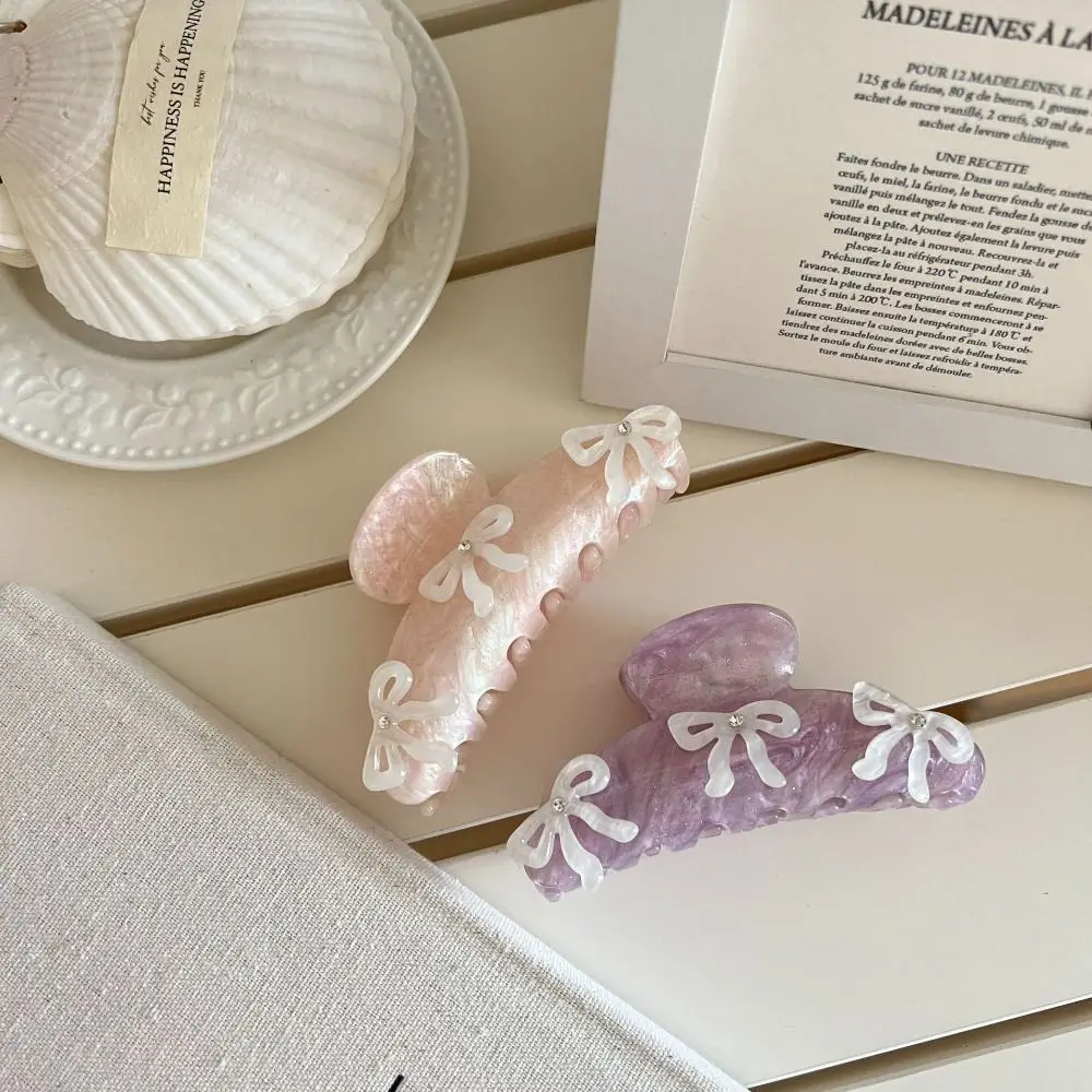 

Fashion Rhinestone Bow Hair Claw Barrette Ballet Zircon Hairpin Geometry Headwear Acetic Acid Shark Clip Travel