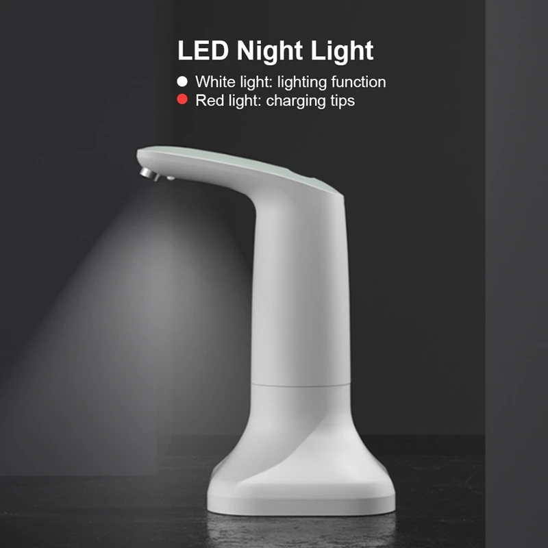 Electric Smart Water Bottle Dispenser Portable Automatic Drinking Water Pump With Base And LED Night Light