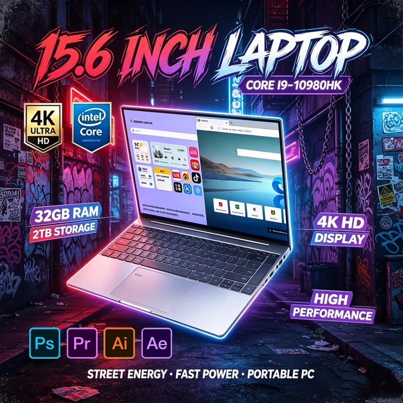 15.6" Gaming Laptop Intel i9-10980HK, 32GB RAM 2TB SSD, Win11 Pro, WiFi6 BT5.2, 4K HD Notebook Business Gaming