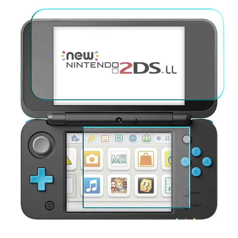 Top Tempered Glass LCD Screen Protector+Bottom Clear Full Cover Protective Film Guard for Nintendo New 2DS XL/LL 2DSXL/2DSLL