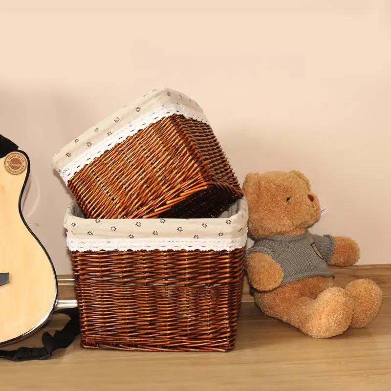 Large Size Wicker Storage Basket Home Dirty Clothes Basket Miscellaneous Storage Basket Square Rattan Woven Storage Basket