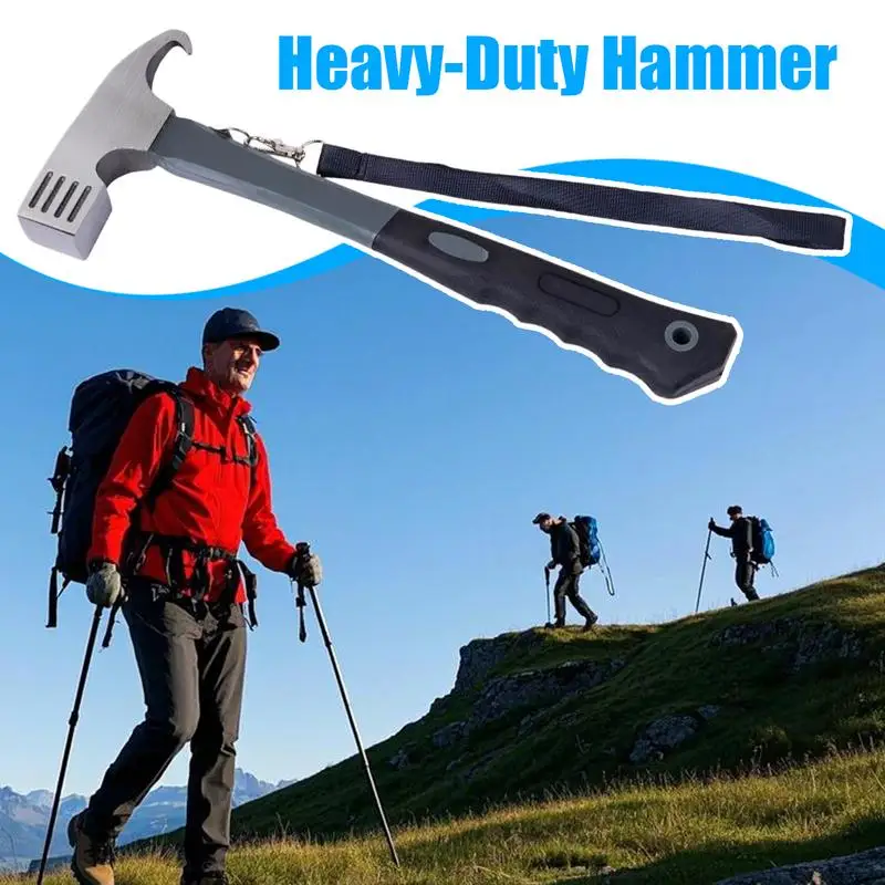 

Camp Hammer Heavy-Duty Hammer Multifunctional Survival Gear Ergonomic Handle Mallet Tool For Outdoor Hiking Backpacking Climbing