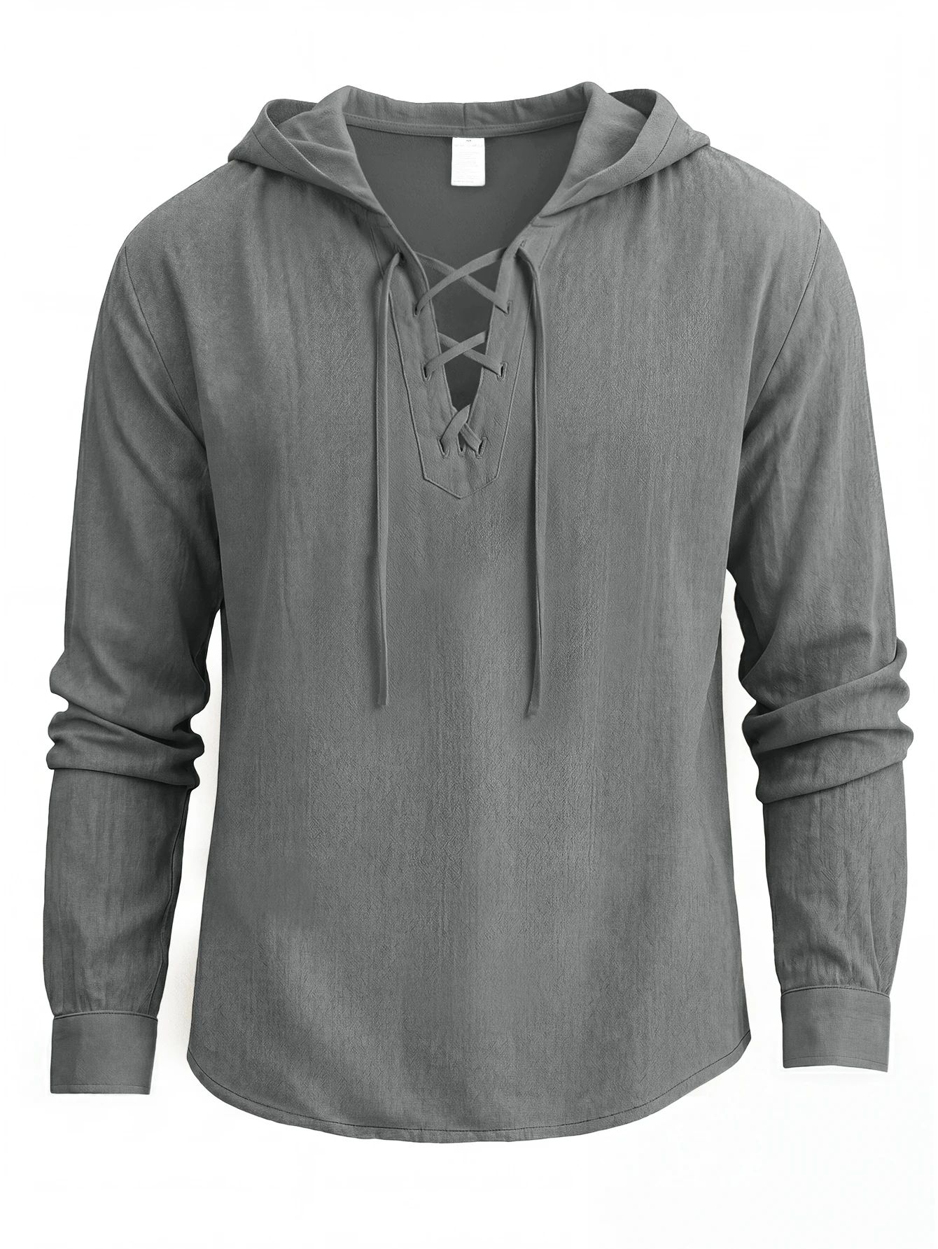 Men's Cotton Linen Hooded Henry Shirt Pullover Breathable Comfortable New Style Versatile Casual Wear