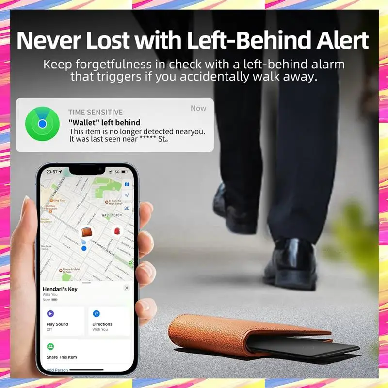 AIAI Anti-Loss Location Tracking Card GPS Locator Smart Tag Support Wireless Charging