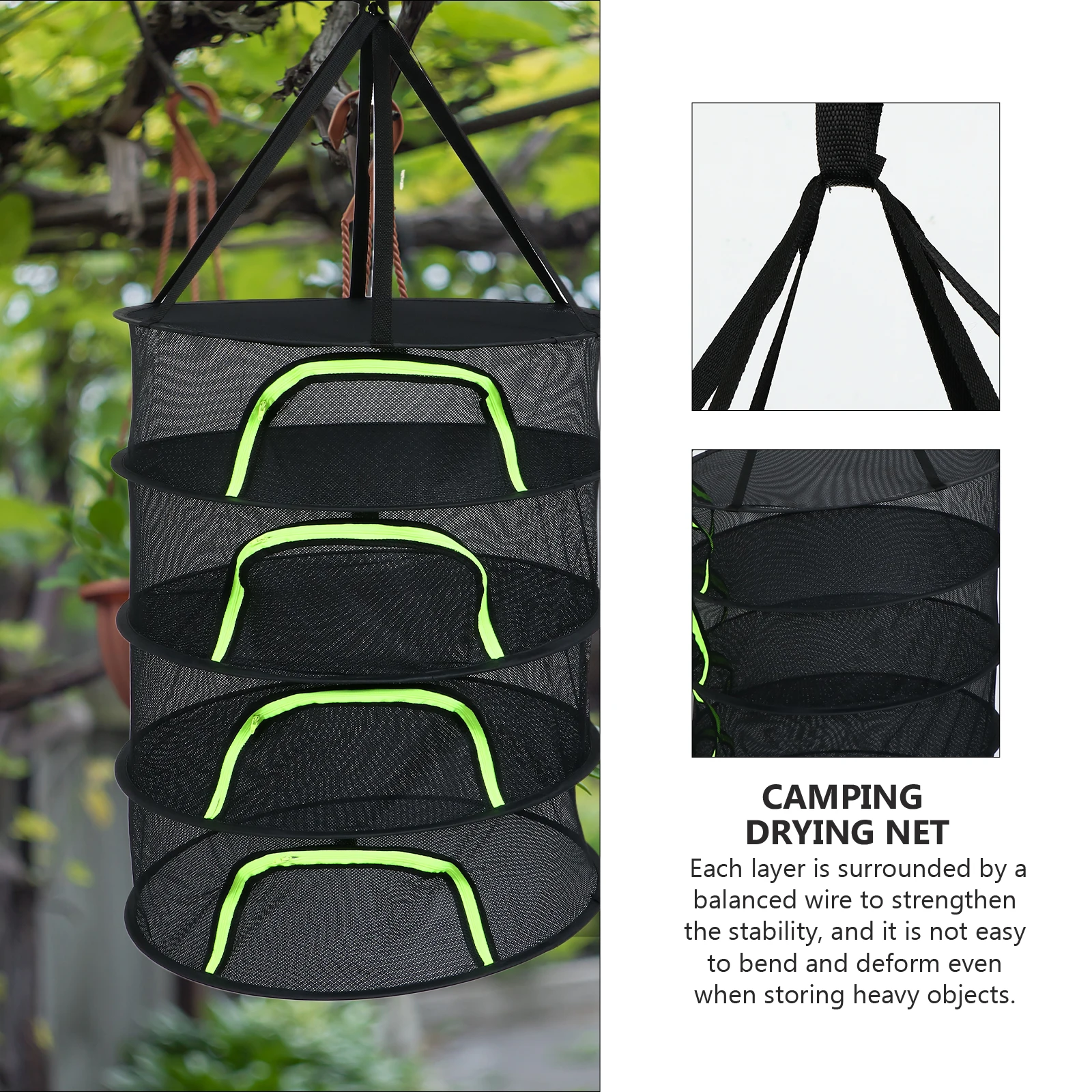 

Folding Drying Net Rack Heavy Duty Storage Basket Camping Garden Hanging Mesh Tool Foldable Drying Net Device With Zipper