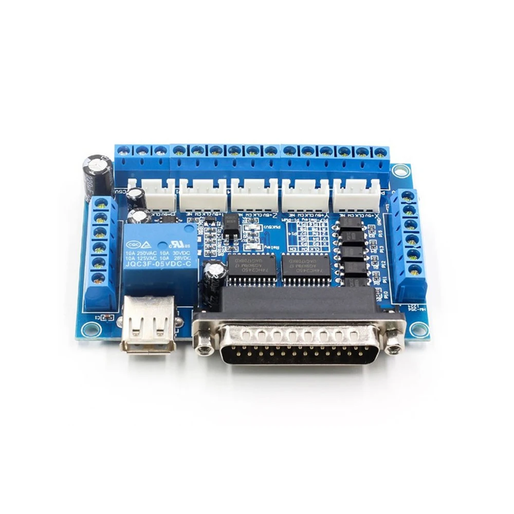 

5 Axis Stepper Motor Driver CNC Interface Adapter Breakout Board for MACH3 Motor Controller with Optocoupler Isolation USB Cable