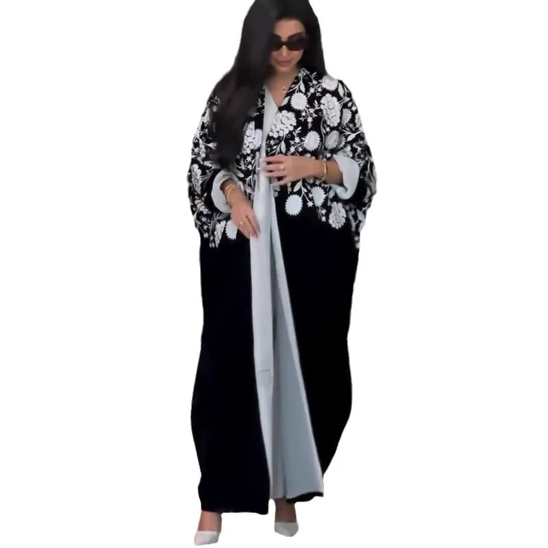 

Autumn 2024 Loose Long Dr Color Blo Women's Faion Cross-Border plus Size Maxi Dr Polyester Material Regular Thin