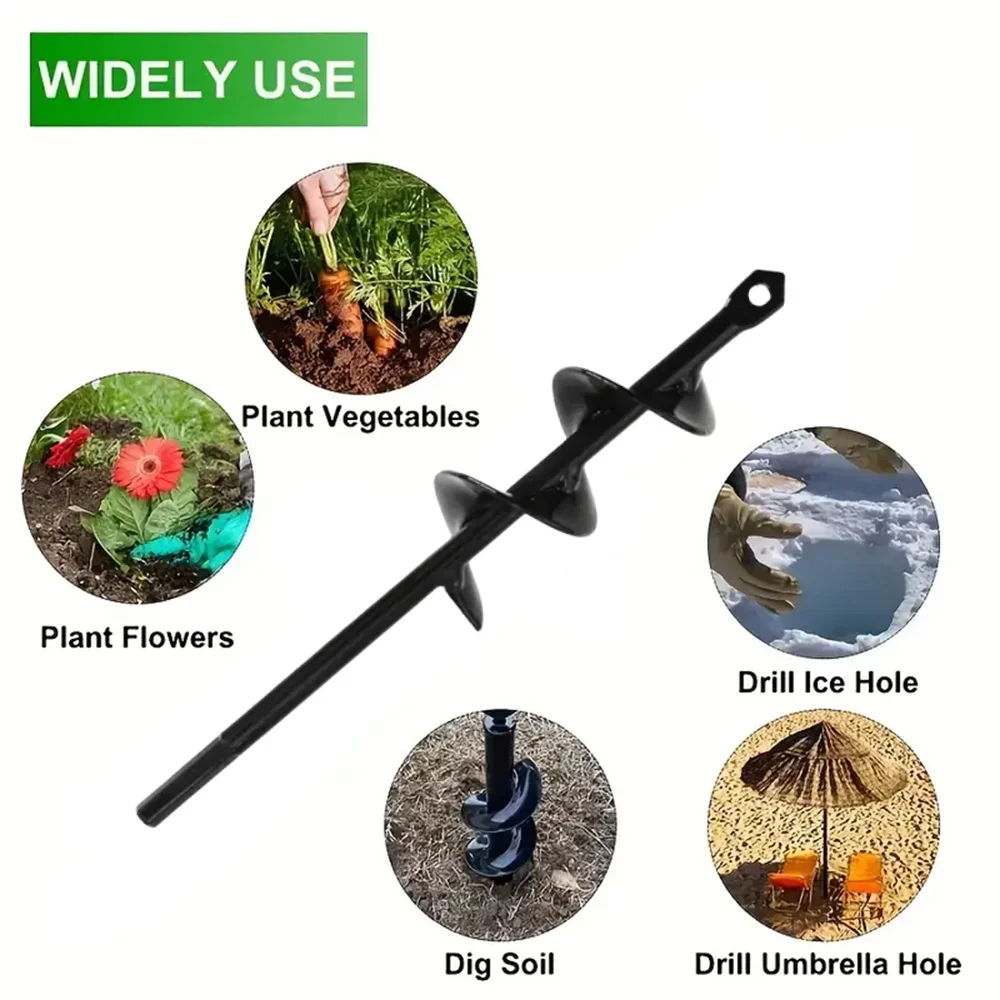 1PC High Hardness Alloy Earth Auger Spiral Drill Bit, Post Hole Digger for Garden Tree Planting, Fence Post Piling