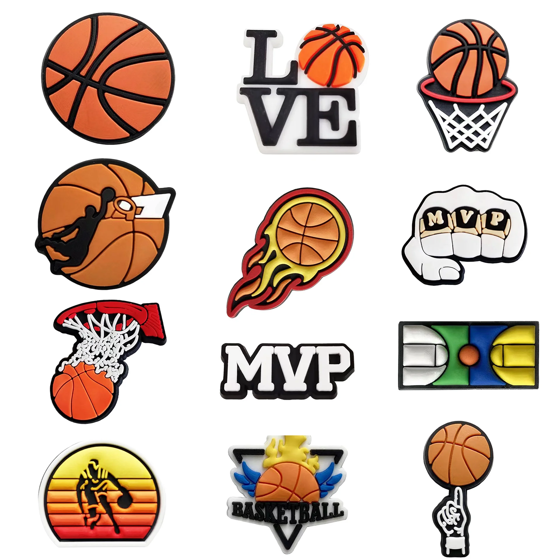 Basketball PVC Shoe Buckle Heart Crown Designer Shoes Charms Accessory Clogs Decorations Clips Unisex Gift Favor