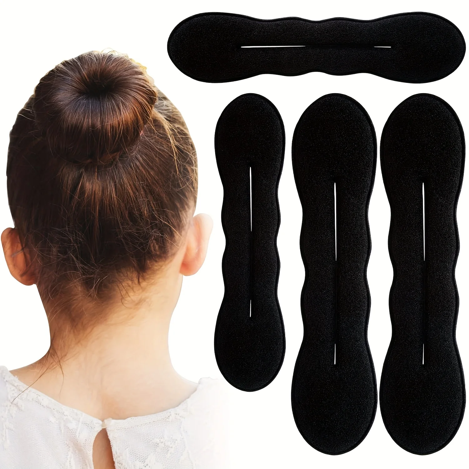 Bigodino per panini da 2 pezzi - Anello per capelli in spugna antiscivolo per accessori per acconciature lunghi, lisci, ondulati e sottili