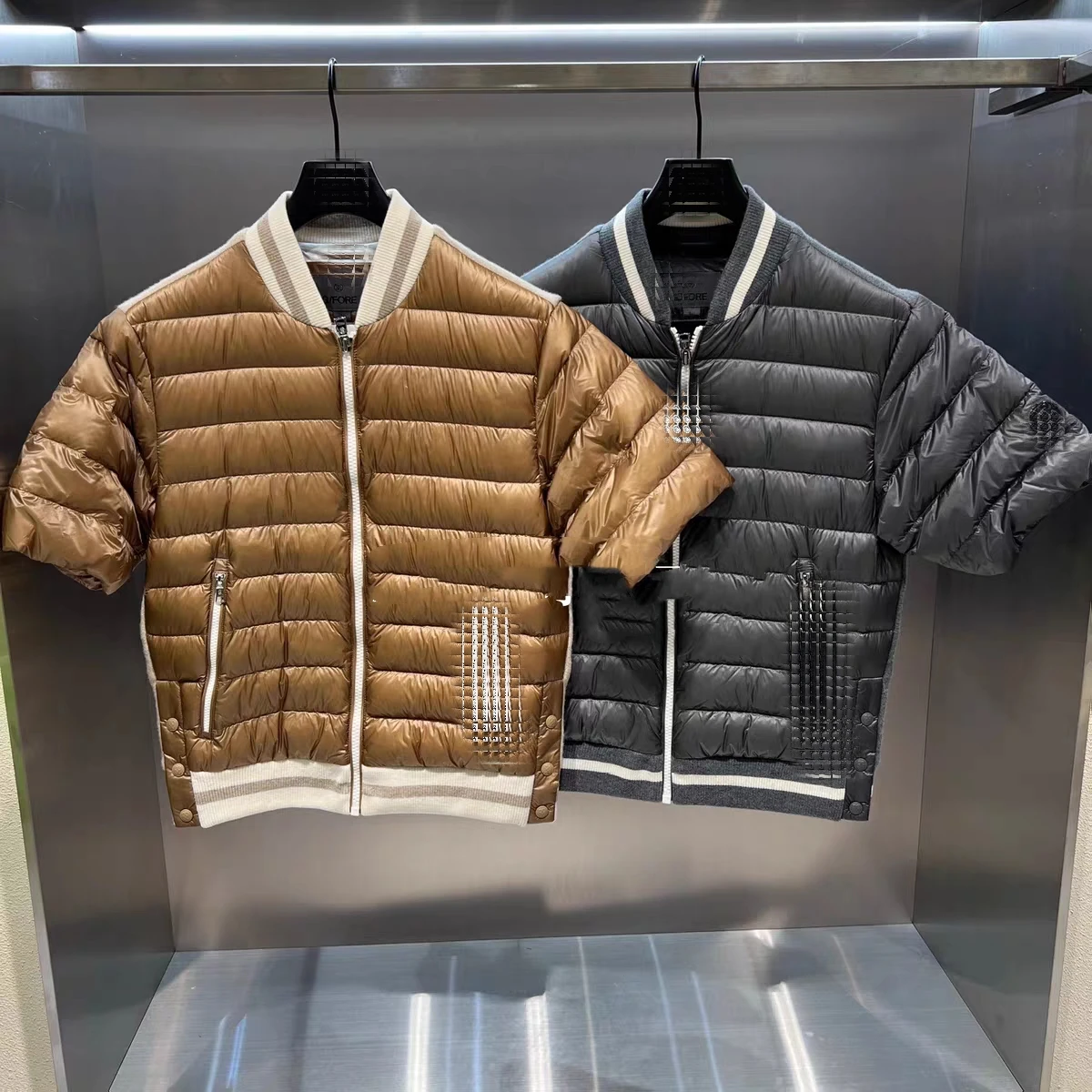 2025 جديد جولف الرجال خريف/شتاء أسفل سترة أنيقة المرقعة سستة الوقوف طوق جولف منتصف الأكمام سترة سترة G4 #1