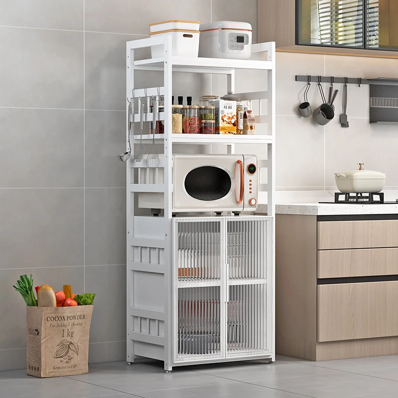 

5-Layer tempered glass door, minimalist light luxury dining side cabinet, kitchen appliance storage rack, microwave oven, oven r