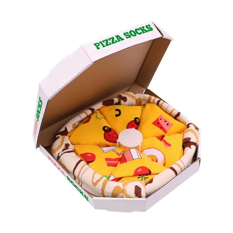 

Christmas Gift Box Couple Cotton Mid-Calf Pizza Socks Men's Fashionable Creative Home Comfortable Socks Santa Claus Pattern