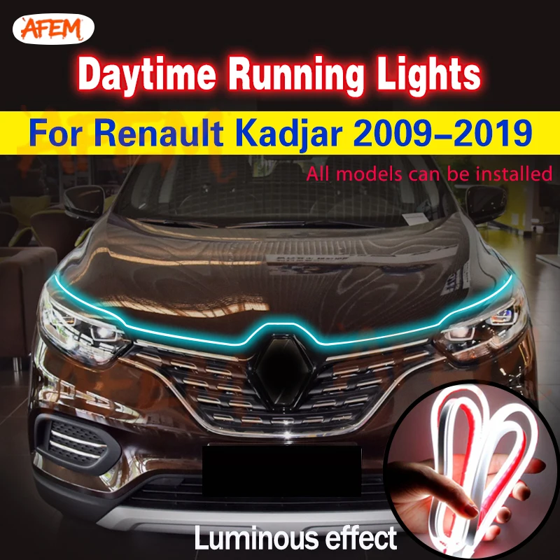 Universal Car LED Fog Light Daytime Running Light DRL 12v For Renault Kadjar 2009-2019 Waterproof Flexible Decorative Lamp Strip