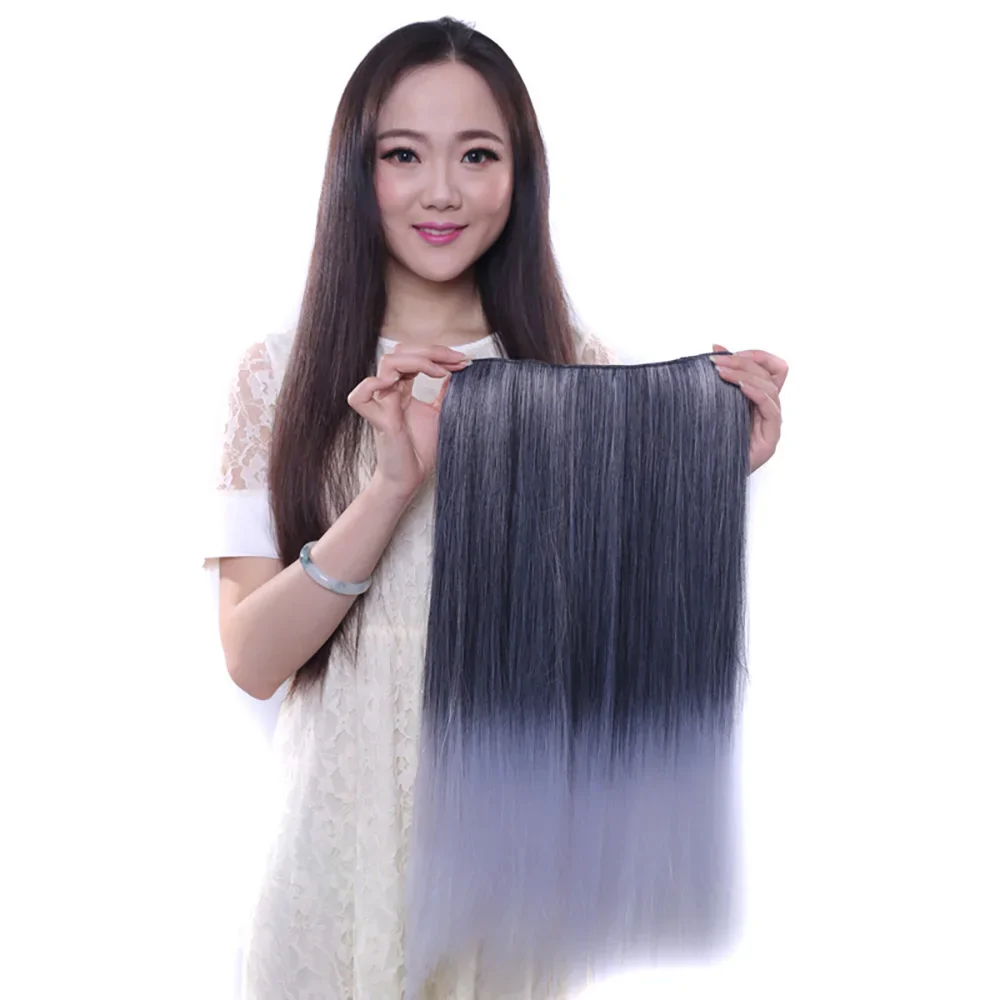 One Piece Clip in Hair Extension  Thick Synthetic Fiber Long Straight Hairpieces