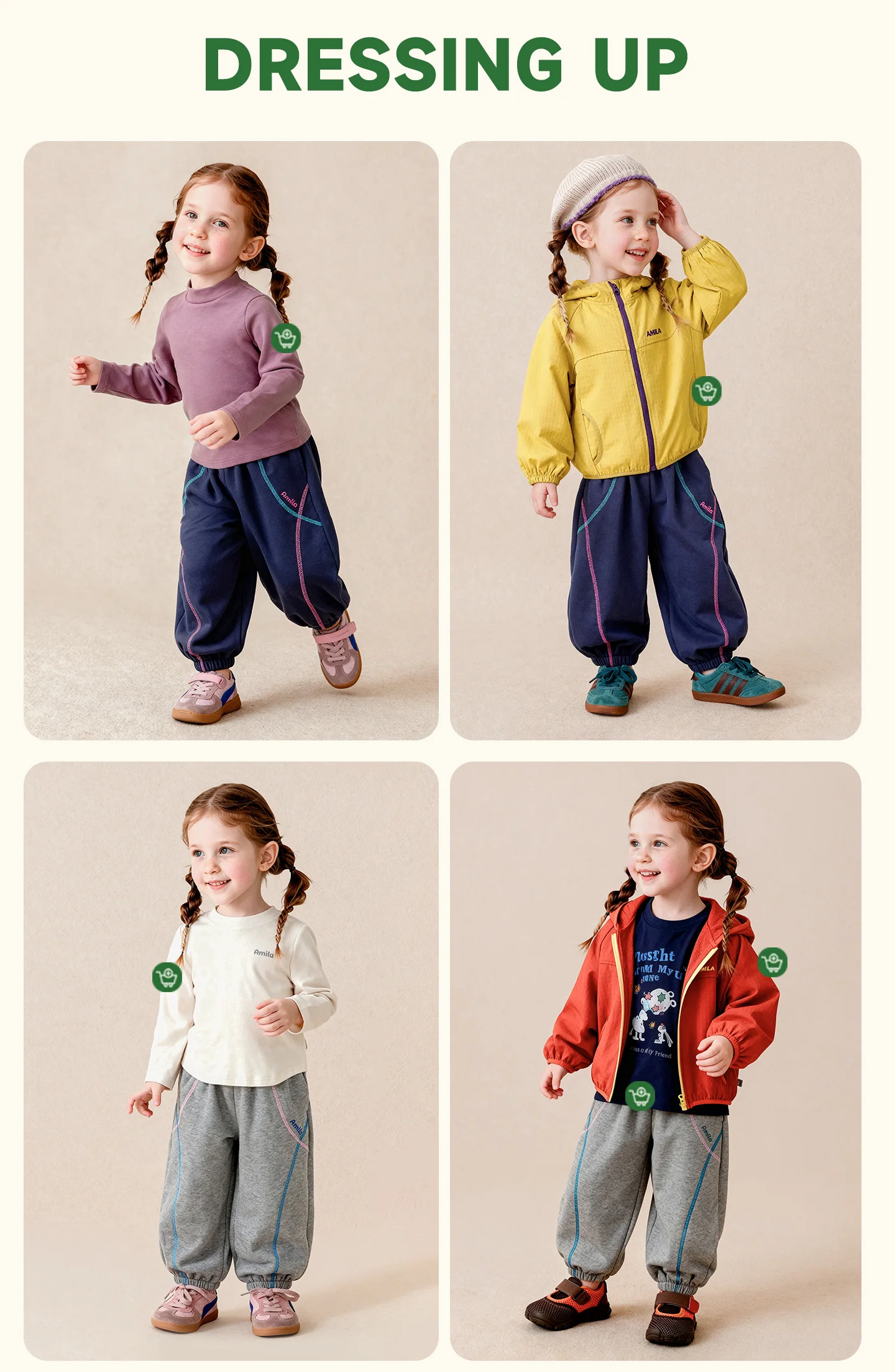 Amila 2026 Herbst Neue Kinder-Freizeithose Sportliche Hose mit Bündchen, Farbblock-Streifen, Marken-Stickerei, Modische, Bequeme Alltagshose – Detail 2