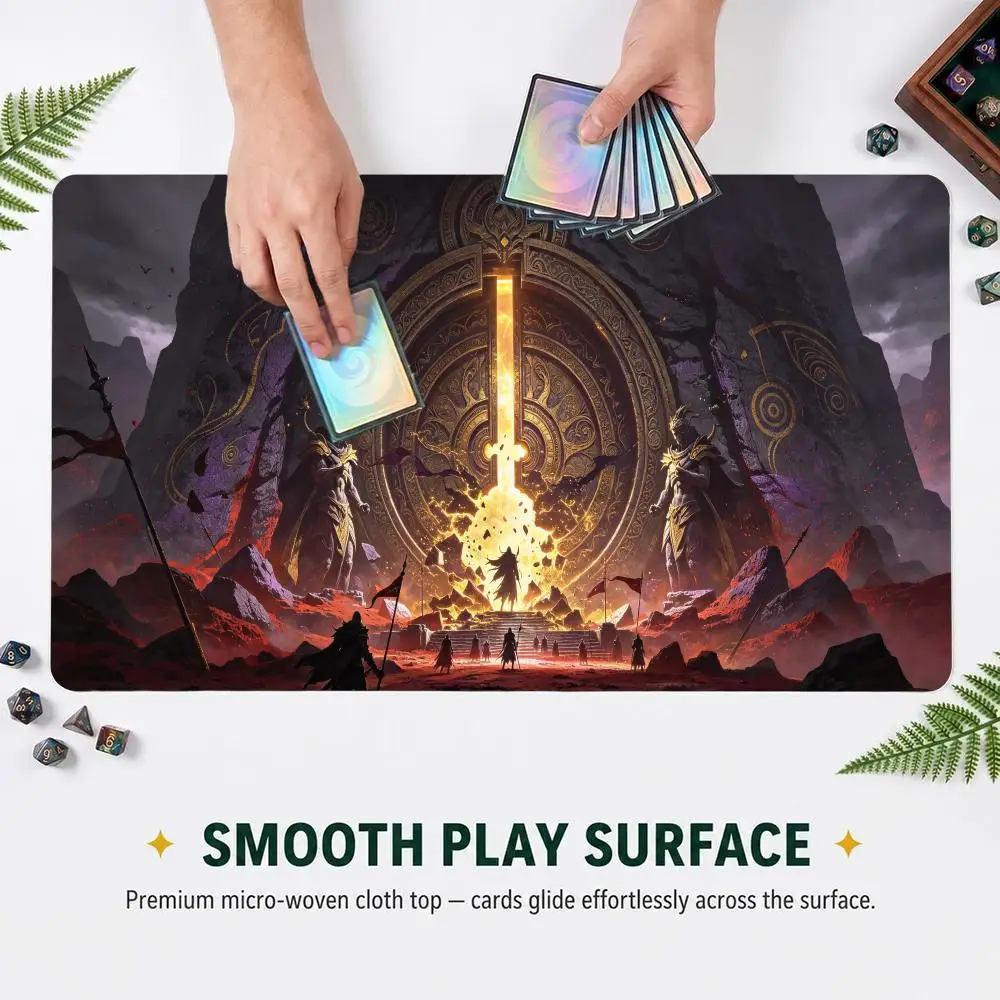 60X35cm Ancient Ruin Giant Stone Portal TCG Play mat Non-Slip Rubber Base Stitched Edge Table Mat for Card Game Desk pad