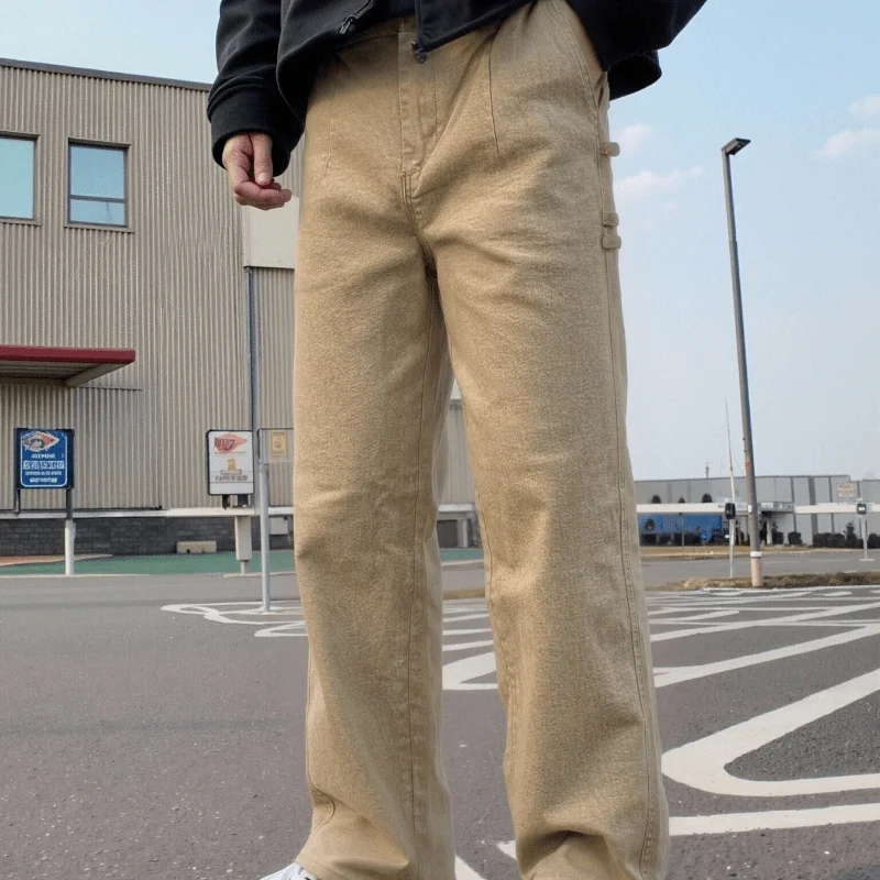 Aliexpress Men's solid-color jeans, rear bag flip design with button fixing, durable and wear fashionable loose trousers in all seasons - Aliexpress Deal