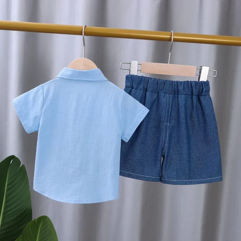 Novo verão roupas de bebê terno crianças meninos roupas crianças camisa shorts 2 pçs/sets criança casual esportes traje infantil agasalhos