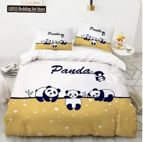 

Cartoon Animal Duvet Cover Sets Queen King Size Cute Polyester Bedding Set 3D Lovely Fox Panda Bird Theme For Kids Boys Girls