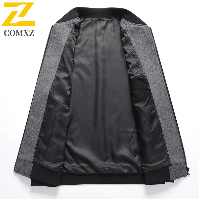COMXZ 2025 New Wool Jacket Mens Casual Baseball Collar Commuting Office Coat Fashionable Comfortable Business Casual Outerwear