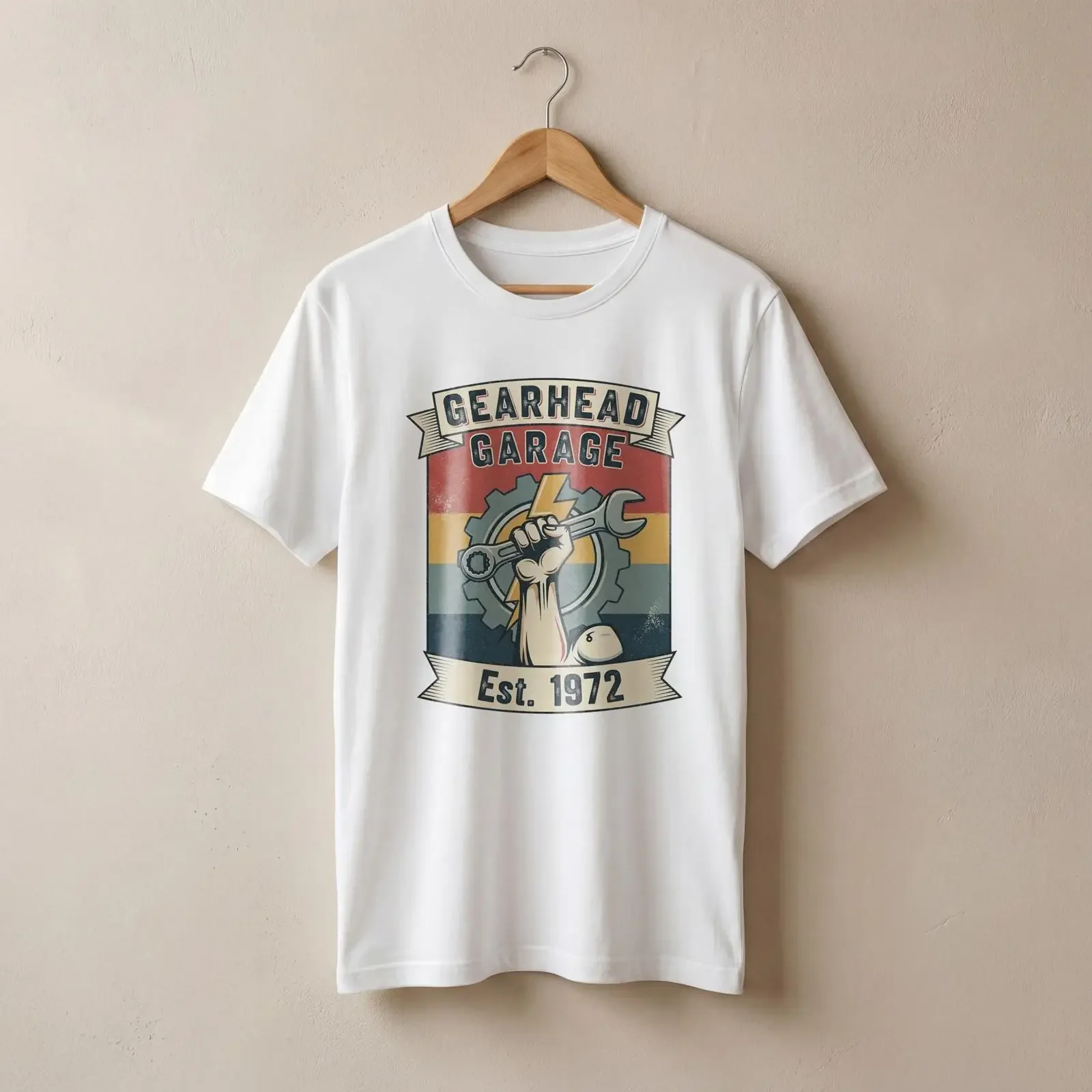 Gearhead Garage Est 1972 T Shirt Retro Mechanic Wrench Gear Vintage Auto Car Repair Lover Casual Top vintage Washed homme