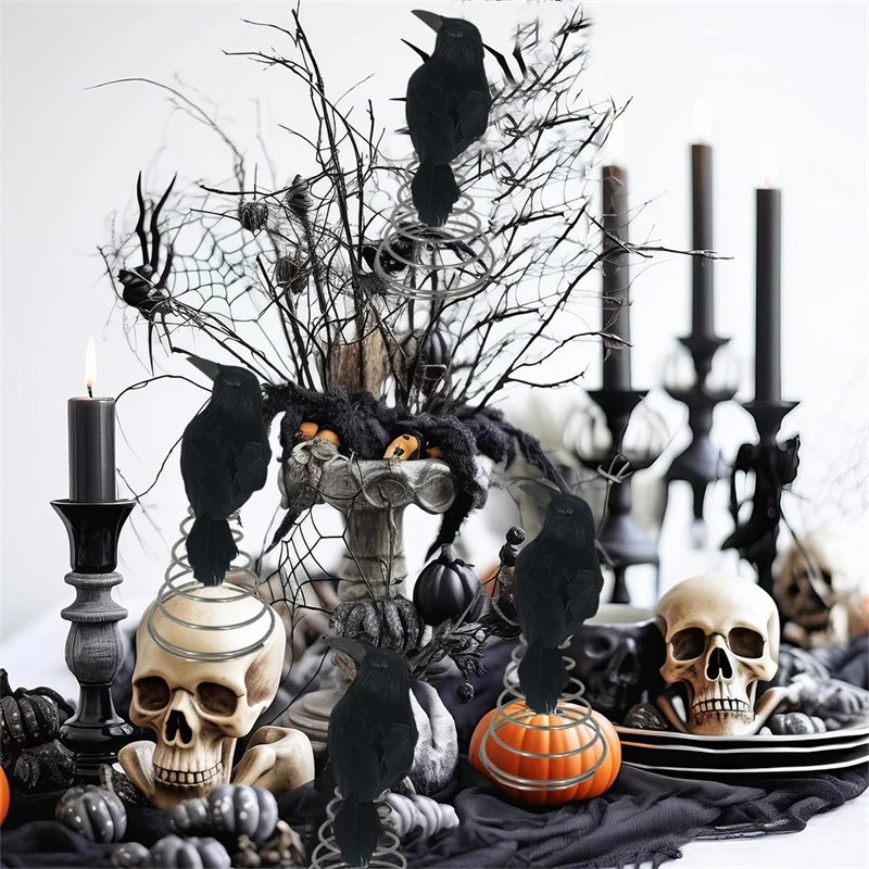 

Crow Halloween Simulation Black Crow Decoration Ornament Halloween Christmas Tree Top Decoration Venue Layout Props Gifts New
