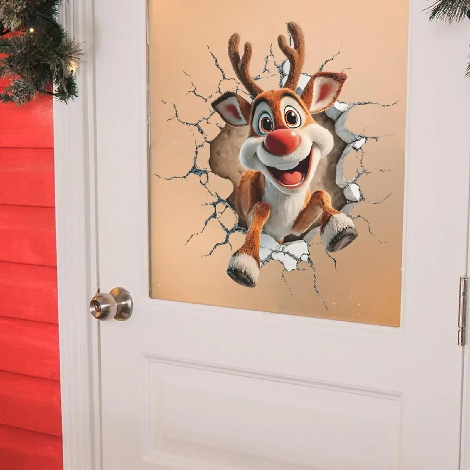 Fensteraufkleber für den Urlaub, PVC, wandbrechende Weihnachtsmann-Türklammern, Urlaubsglasaufkleber, Dekorationen für Badezimmer, Küchen, Schlafzimmer