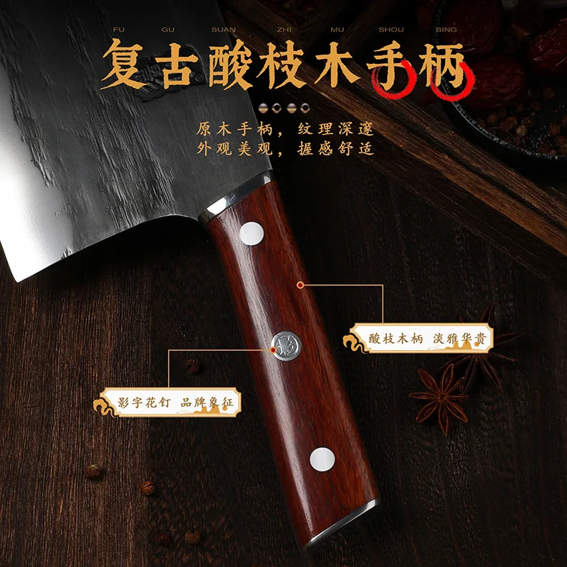 8 Inch Chinese Chef Knife Handmade Forged Sharp Cleaver Slicing Kitchen Knives For Cutting Vegetables Meat Cooking Tools Messer