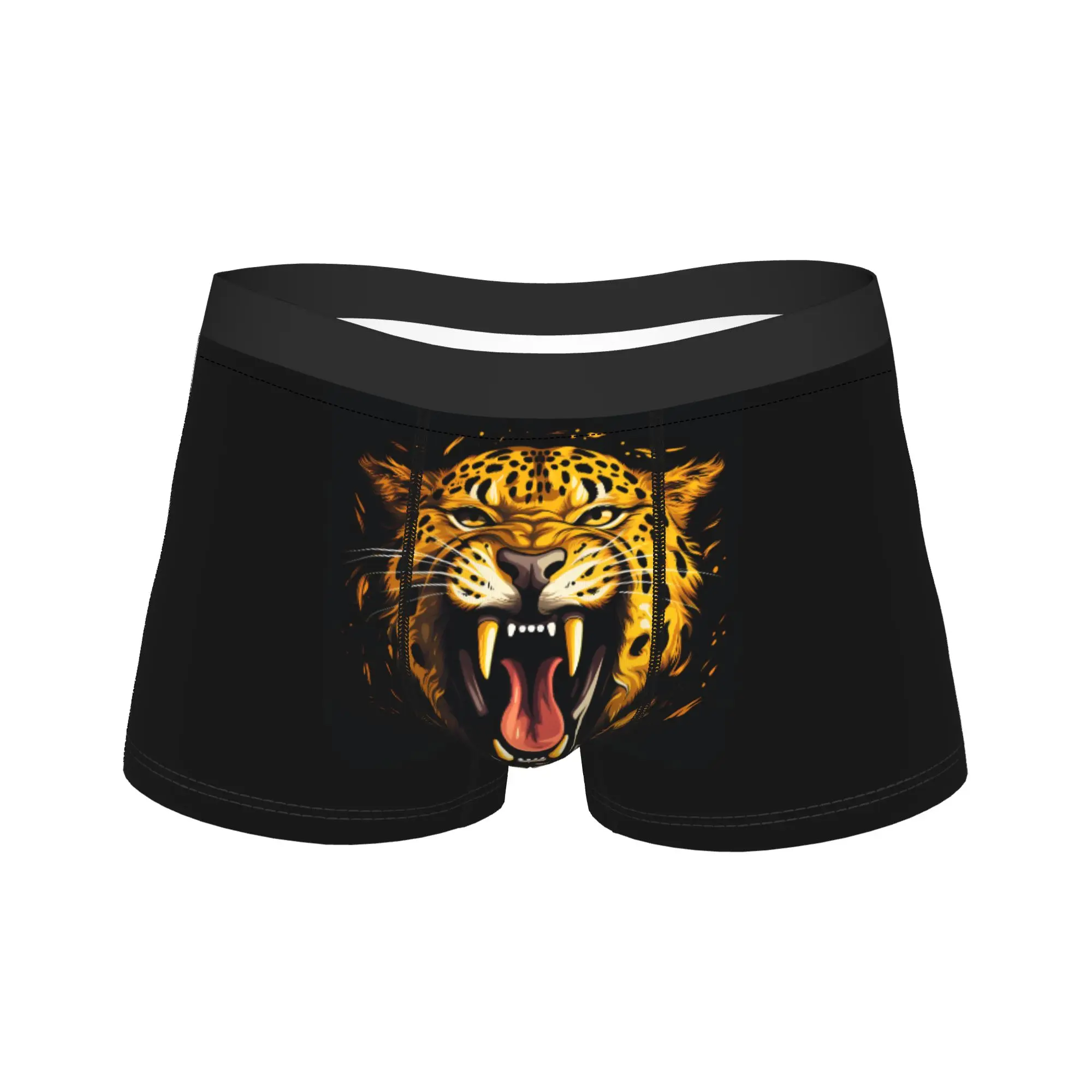 

Cheetah Big Mouth golden hair Boxershorts Pouch Underwear Quality Printed Shorts Briefs Soft Trend Men's Underpants Plus Size