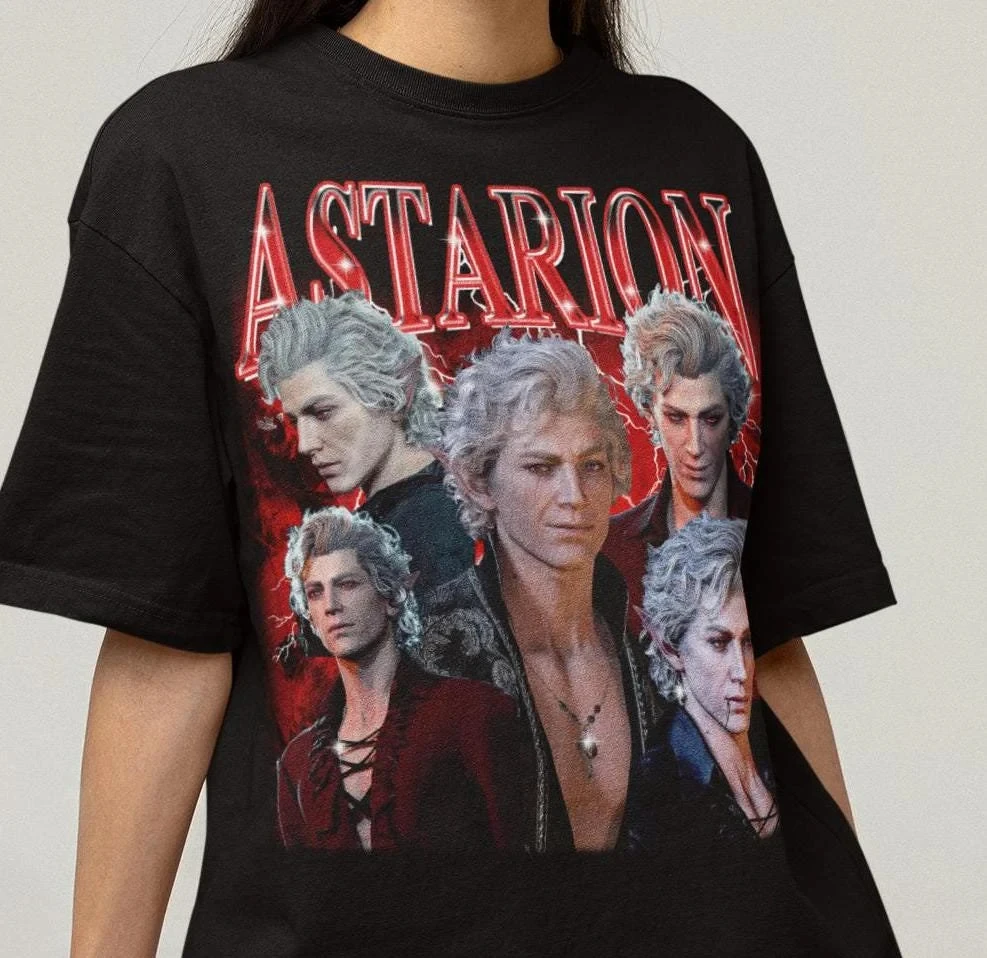 Camiseta unisex Baldurs Gate 3 Astarion para videojuegos, camiseta Bootleg Husbando, ropa gráfica de manga corta, Unisex, para hombres y mujeres